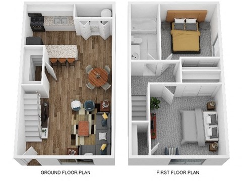 Floor plan for 2 beds, 1 bath, 910 sqft